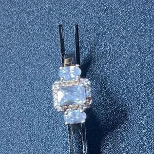 Silver Ring with White and Gold Zircons